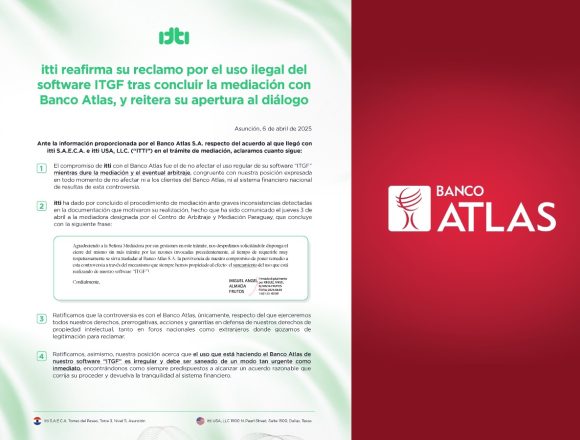 ITTI VS Banco Atlas Itti denuncia uso ilegal de software a Banco Atlas